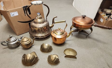 Bx Brass + Copper - Kettles, Warming Pan Etc.