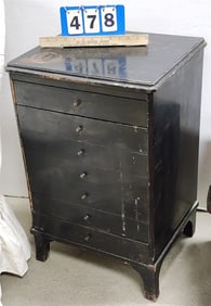 Ebonized 7 Drawer Chest 27" H X 17 1/2" W X 14 1/2" D