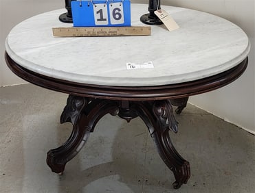 Vict. Walnut Marble Top Coffee Table 20" H X 31" W X 24" D