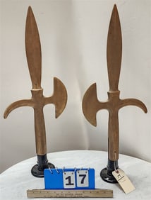 Pr. Brass Halbreds On Stands 25" H X 10" W