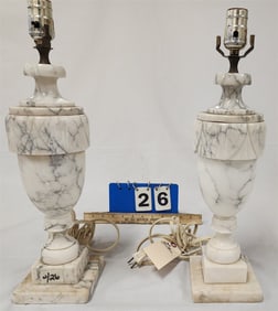 Pr. Marble Urn Lamps 18"