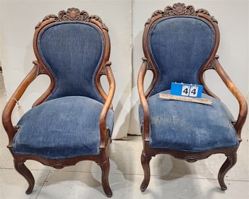 Pr. Vict. Walnut Armchairs 39" H X 22" W X 20" D