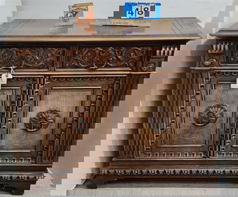 Berkey + Gay Walnut 1 Drawer Over 2 Door Cabinet 33 1/2" H X 40 1/2" W X 18" D