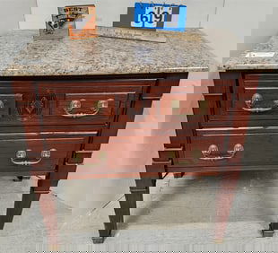 Harden Cherry Granite Top 2 Drawer Stand 28" H X 28" W X 18" D