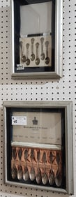 Lot 2 Framed Royal Commorative Sterl. Spoons 14 Pc.