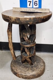 Tonga Wooden Stool 19" H X 15" Diam.