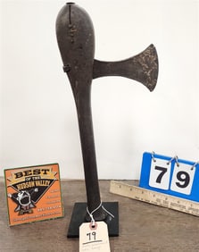Kuba Ceremonial Wood + Metal Axe Congo 14 1/2"