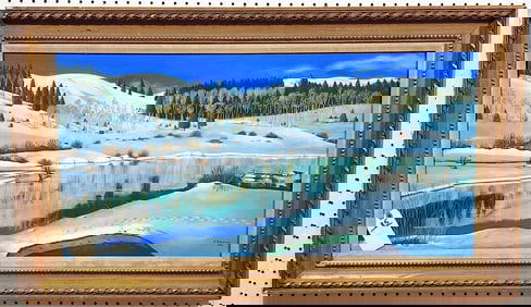 Framed O/C Winter Landscape Sgnd A. Zamshnick 1980 18" X 36" w/Frame 24 1/2" X 42 1/2"
