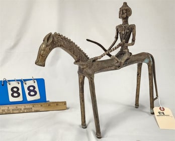 Dhorka Bronze Horse + Rider Sculpture 12" H X 14 1/2" L