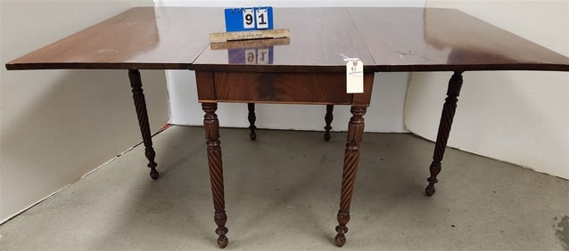 Empire Mahog Swing Leg Table 30" H X 45 1/4" W X 68" L Open