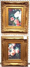 Pr. Framed O/B Floral Still Lives 10" X 8" w/Frame 17 1/2" X 15 1/2"