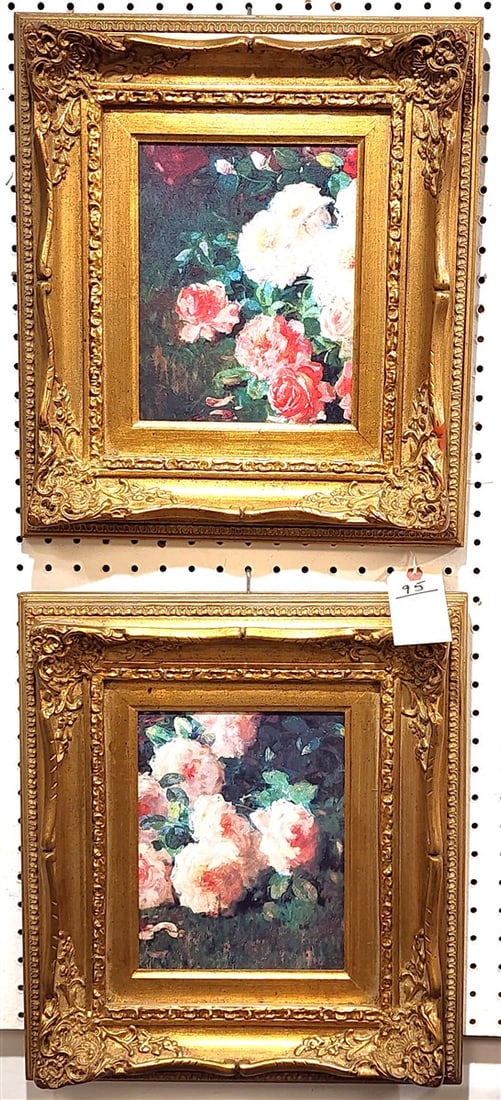 Pr. Framed O/B Floral Still Lives 10" X 8" w/Frame 17 1/2" X 15 1/2" (1 of 4)