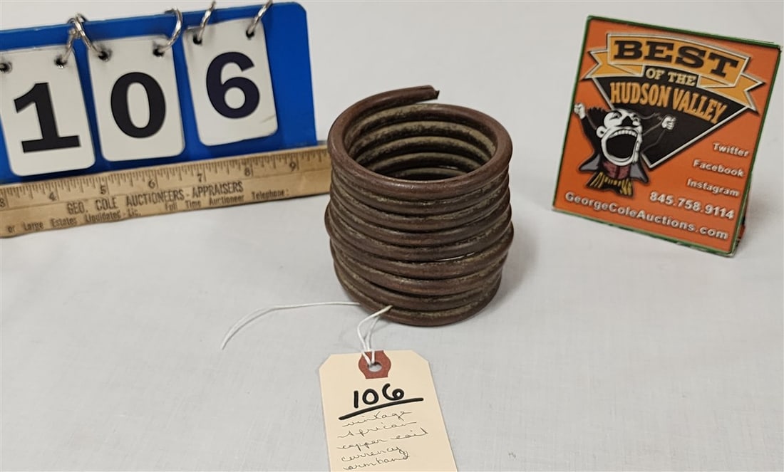 Vintage African Copper Coil Currency Armband 3 1/4" X 3 1/4" Diam. (1 of 3)