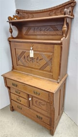 Oak Slant Front Desk 67" H X 35 1/2" W X 20 1/2" D