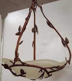 Wrought Chandelier w/Glass Bowl 34" H X 26" Diam.