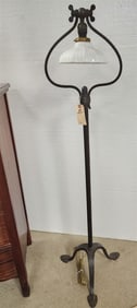 Wrought Floor Lamp w/Milk Glass Shade
