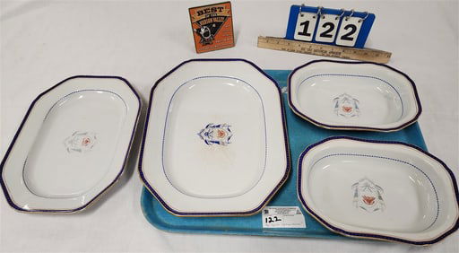 Tray 4 Pcs. Copeland Spode "Independence" Pattern - Platters 14 1/2" X 11" + 12 1/2" X 9" + Pr. Veg.