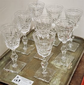 Tray 8 Hawkes "Walpole" Cut Glass Goblets