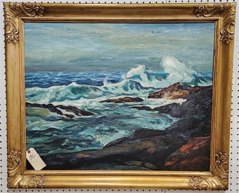 Framed O/B Seascape Sgnd. Emile A. Gruppe 24" X 30" w/Frame 29" X 35"