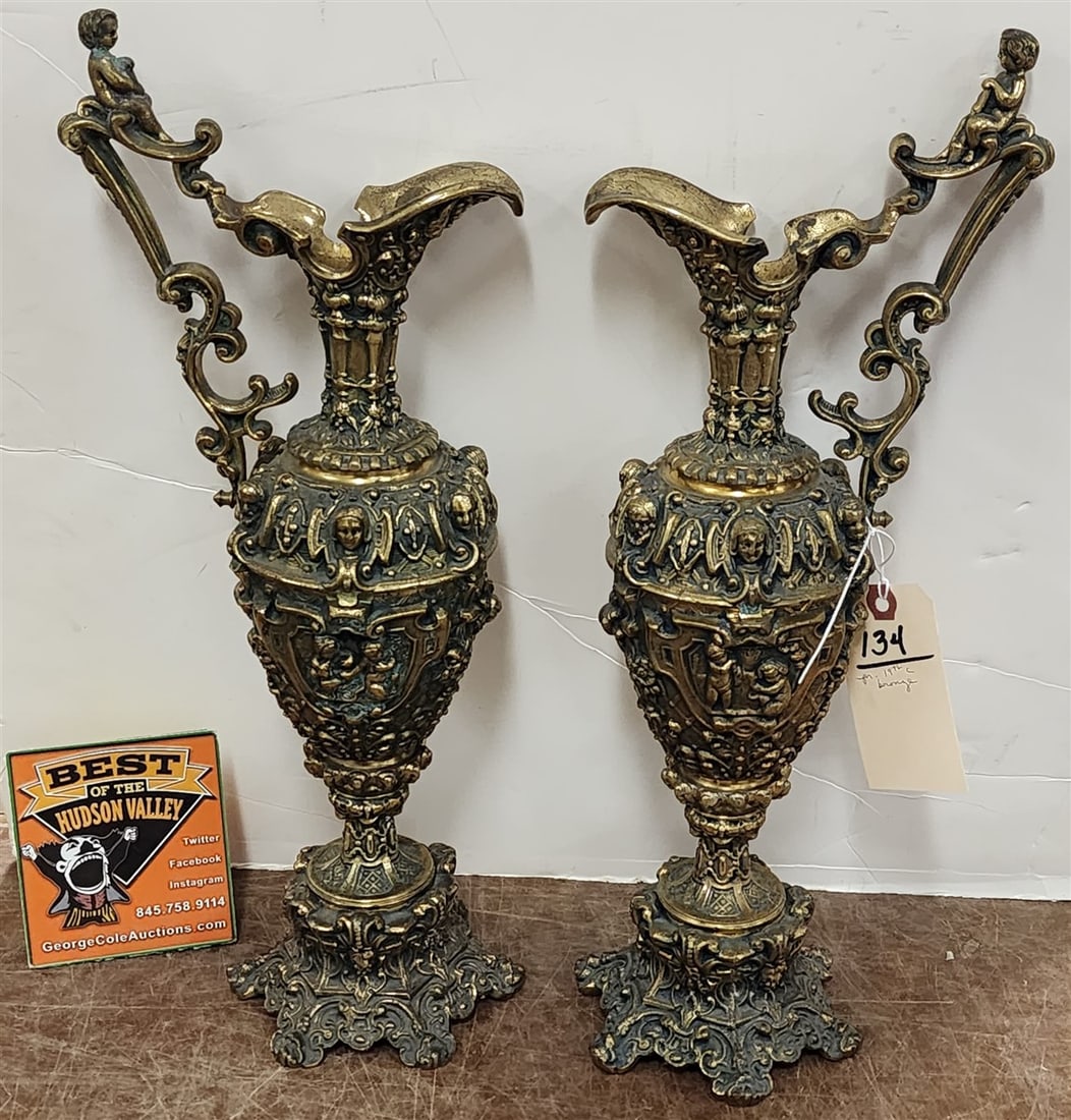 Pr. 19th C Bronze Ewers 17 1/2" (1 of 5)