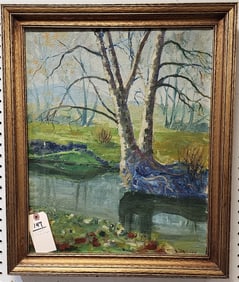 Framed O/C Landscape Sgnd Emile A. Gruppe 20" X 16 1/2" w/Frame 23 3/4" X 20"