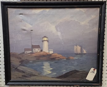 Framed O/C Shore Scene Sgnd Cecil Chichester 20" X 24" w/Frame 23" X 27"