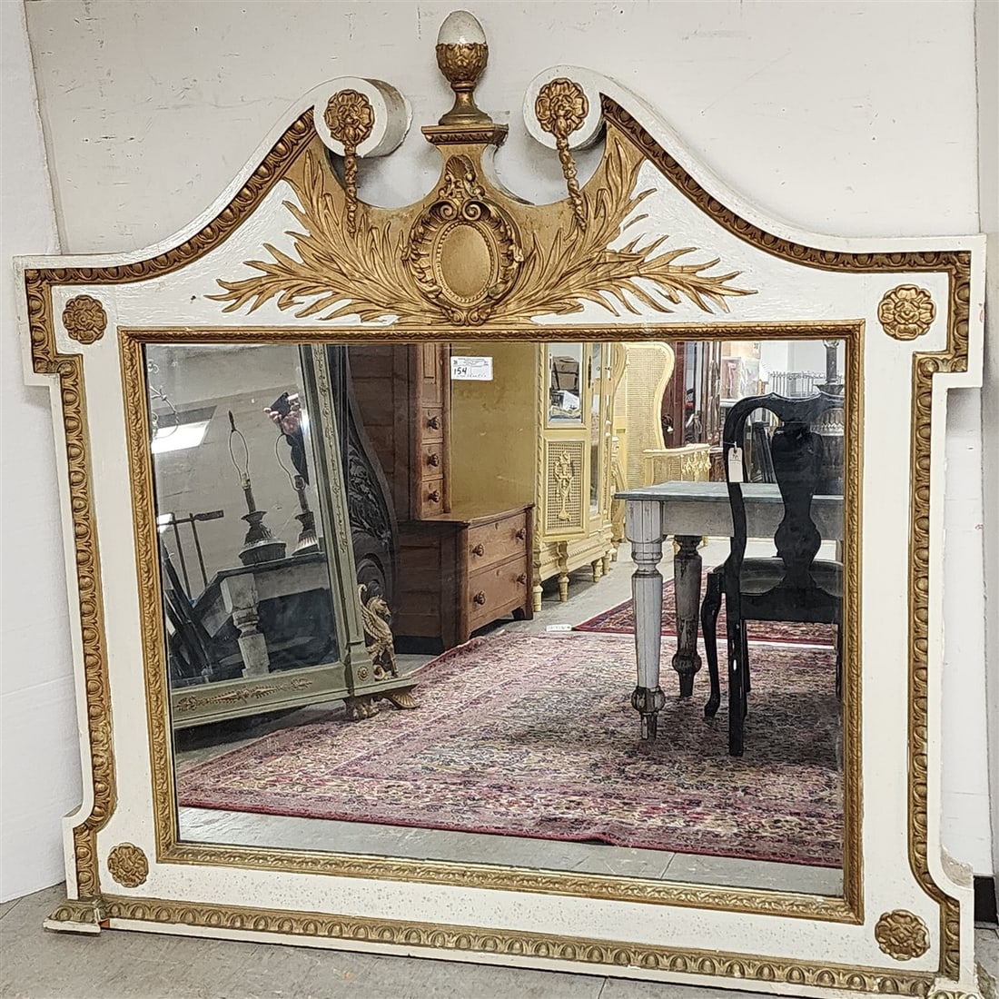 C1910 Parcel Gilt Overmantel Mirror 5'5" H X 5'9" W (1 of 5)
