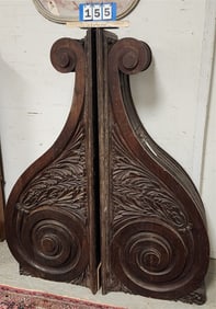 Pr. 19th C Carved Oak Corbels 5' H X 16" W X 24" D