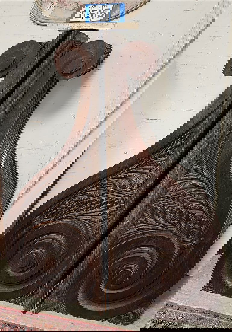 Pr. 19th C Carved Oak Corbels 5' H X 16" W X 24" D (1 of 7)