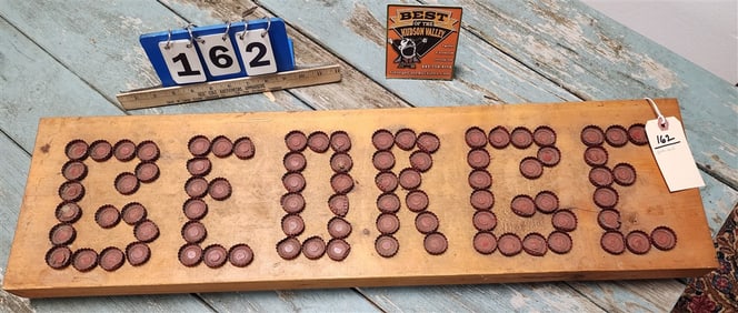 Folk Art Bottle Cap "George" Sign 9" X 32"