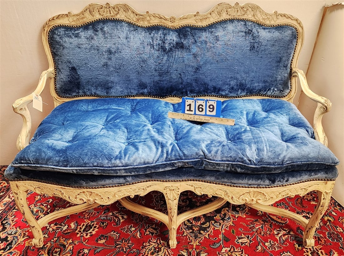 Ptd. Frame Settee 39 1/2" H X 52" W X 22" D: Ptd. Frame Settee 39 1/2" H X 52" W X 22" D