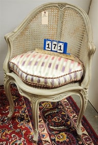 Fr. Ptd. Frame Cane Back + Seat Chair 35" H X 25" W X 19" D