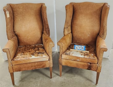 Pr. Cowhide Uphols. Swing Chairs
