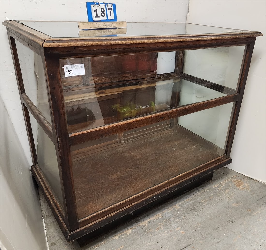 Vintage Oak Showcase 42" H 4' W X 26" D (1 of 4)