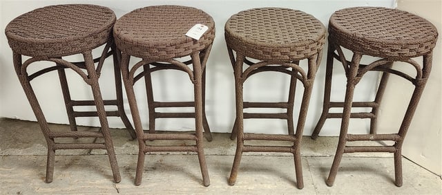 Set 4 Woven Counter Stools 30 1/2" H X 16 1/2" Diam.