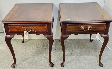 Pr. Council Craftsman Mahog. QA Style 1 Drawer Stands 24" H X 21" W X 25 1/2" D