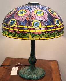 Leaded Glass Table Lamp 23" H X 18" Diam.