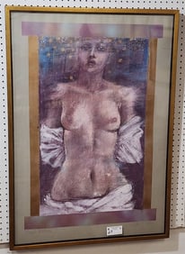 Framed Pastel "Bound Madonna" Pencil Sgnd Le Hart 1983 39" X 27" w/Frame 40 1/2" X 28 3/4"