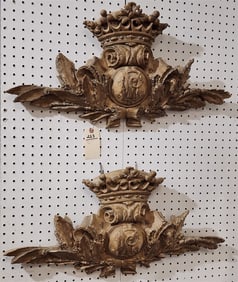 Pr. Gilt Plaster Crests 13" X 27 1/2"