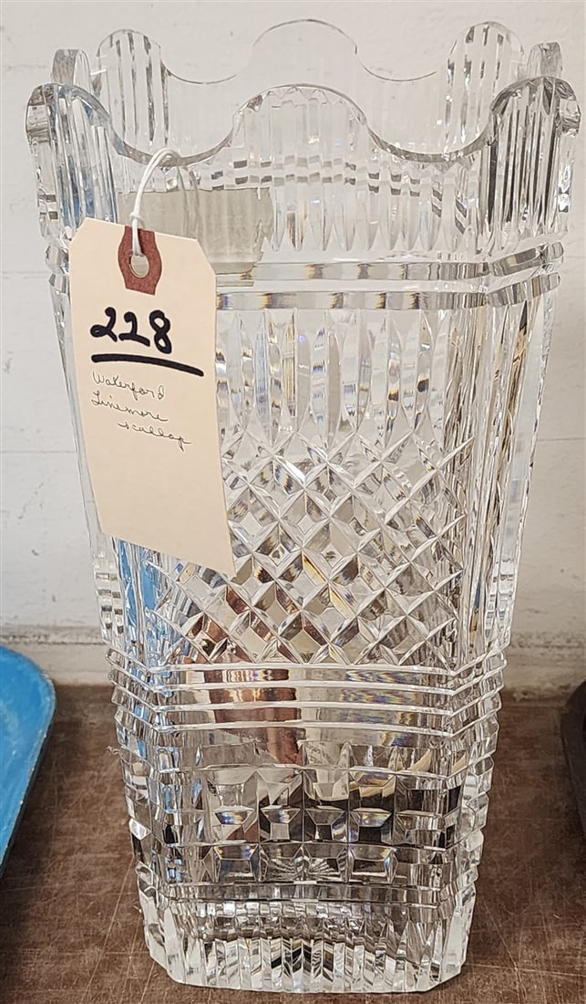 Waterford Linsmore Scalloped Vase 12" H X 6" Sq.: Waterford Linsmore Scalloped Vase 12" H X 6" Sq.