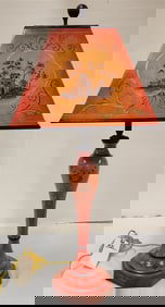 Ptd. Dec. Lamp + Shade 31"