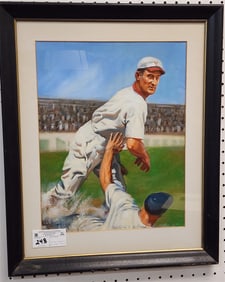 Framed Acrylic On Board Honus Wagner Pittsburg Pirates Sgnd Alton Tobey 16" X 12 1/2" w/Frame 22