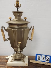Russian Samovar w/Bone Handles Made Into A Lamp 22"