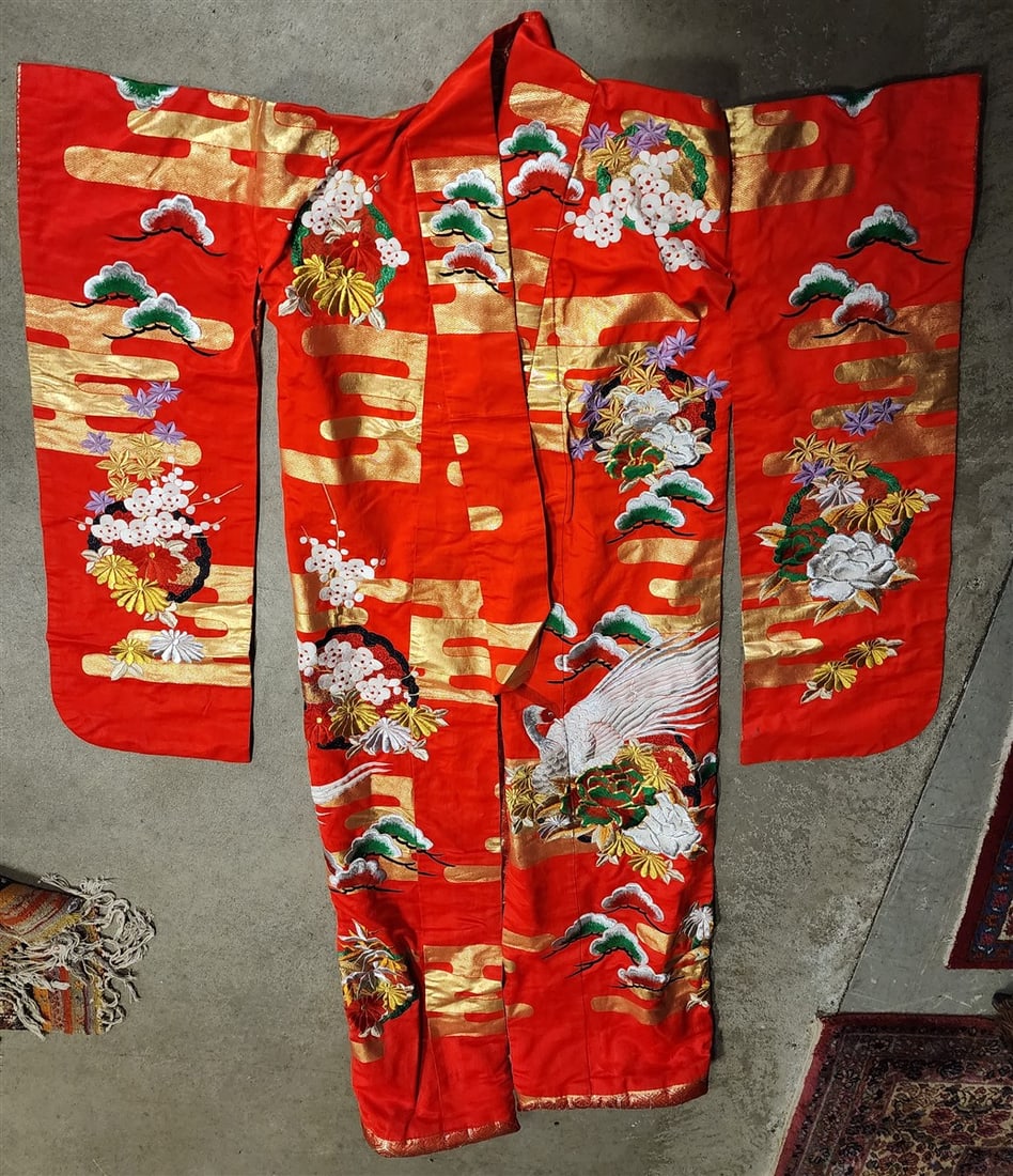 Red Embroidered Kimono: Red Embroidered Kimono