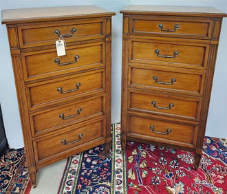 Pr. Cherry National Mt Airy 5 Drawer Chests 4' X 26" W X 15" D