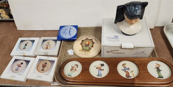 Tray 1978 Coll. Ed # 3 Bust Of M.J. Hummel w/Bx 6", 4 Mini Coll. Plates 1984-1987 w/Bx's + Frame,