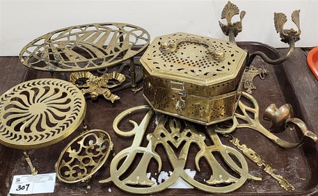 Tray Brass Trivets, Bx, Sconces Etc.