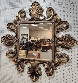 Gilt Framed Bevelled Mirror 61" Sq.