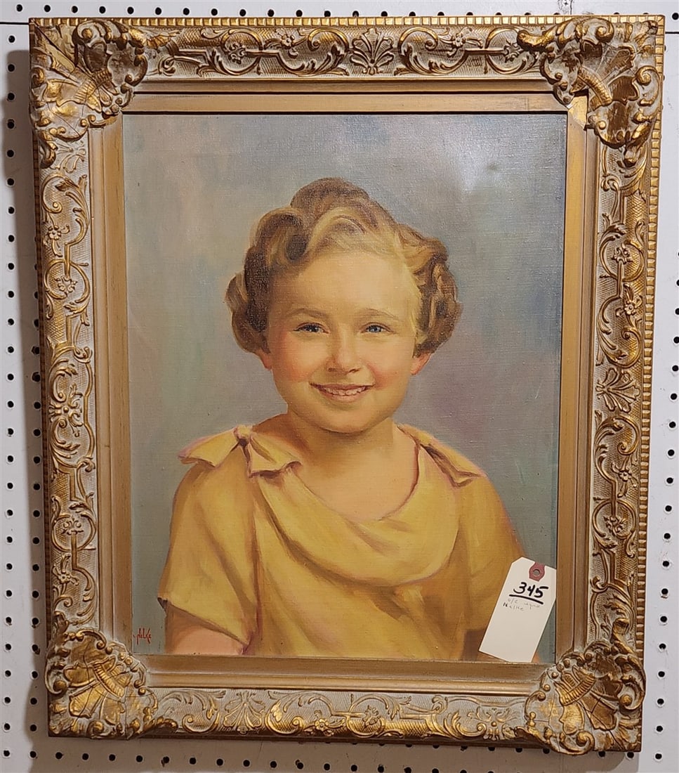 Framed O/C Portrait Of A Young Lady Sgnd Nelke 20" 16" w/Frame 25 1/2" X 21 1/2" (1 of 2)
