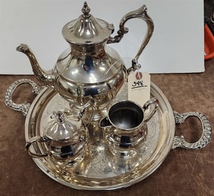 Silverplate 3 Pc. Tea Set + Tray